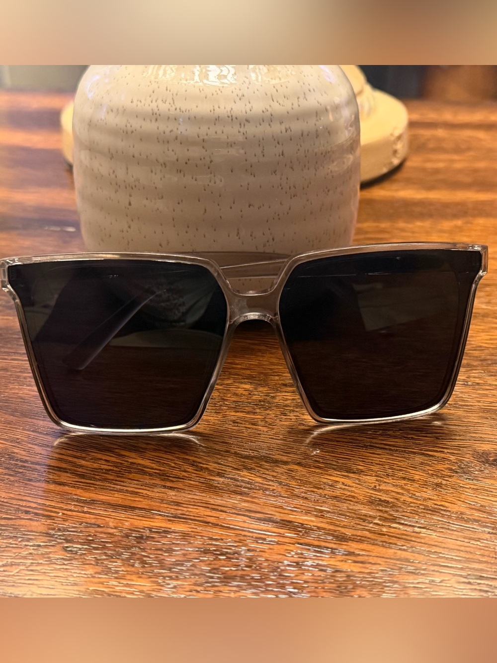 Transparent Frame Black Lens Women's Sunglasses